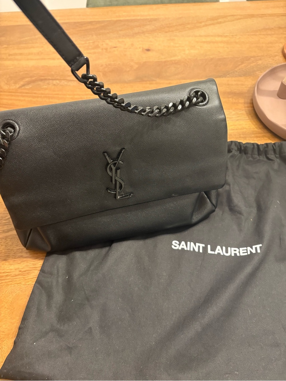 Saint Laurent West Hollywood Matte Black Monogram Chain Shoulder Bag - Picture 10 of 10